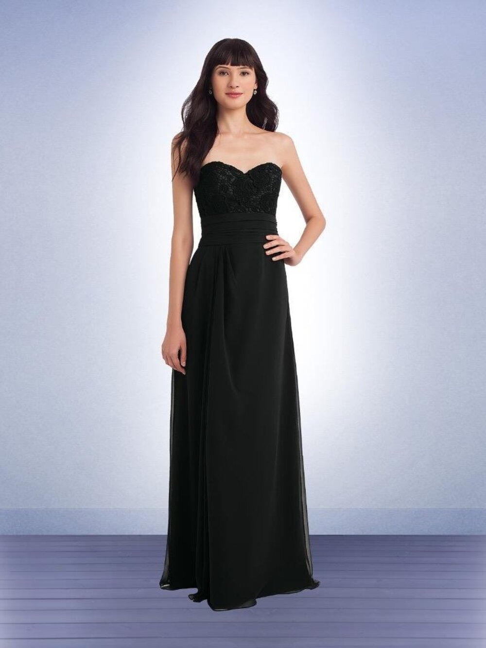 Bill Levkoff 1145 Bridesmaid Dress Black Strapless Chiffon Long Maxi 2